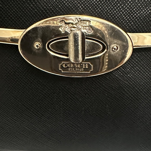 Coach Madison Black Leather Handbag with gold trim - Picture 2 of 16